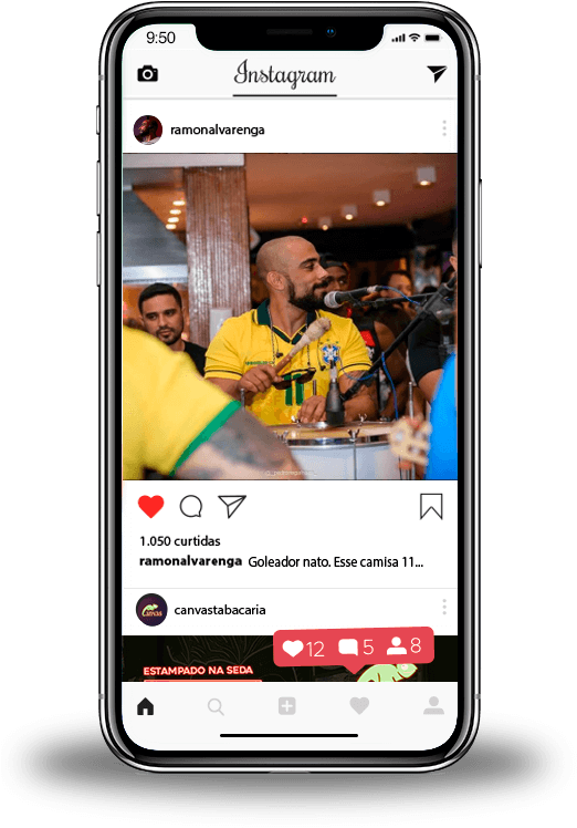 Celular com a tela do instagram.